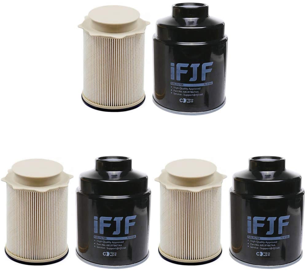 iFJF Fuel Filter Water Separator Set for Dodge Ram 2500 3500 4500 5500 6.7L | 68197867AA 68157291AA Set of 3