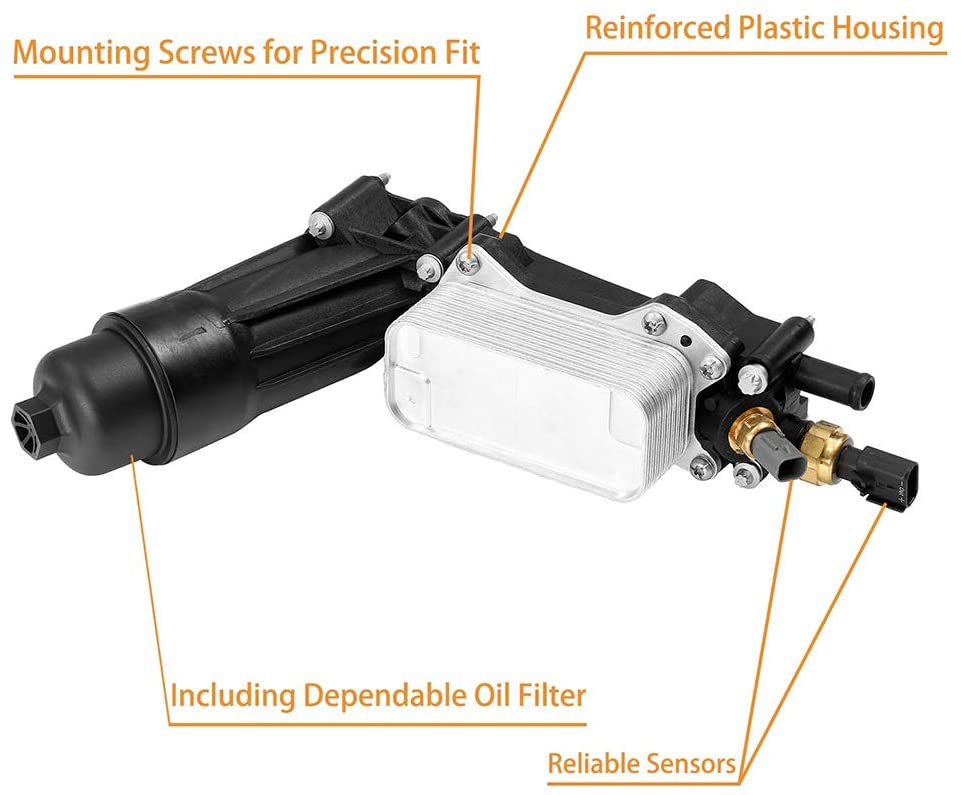 68105583AF Oil Filter Cooler Housing Assembly Adapter for Chrysler 200 Town Country Jeep Cherokee Wrangler JK Dodge Challenger Charger Journey Durango Avenger Ram 1500 Promaster