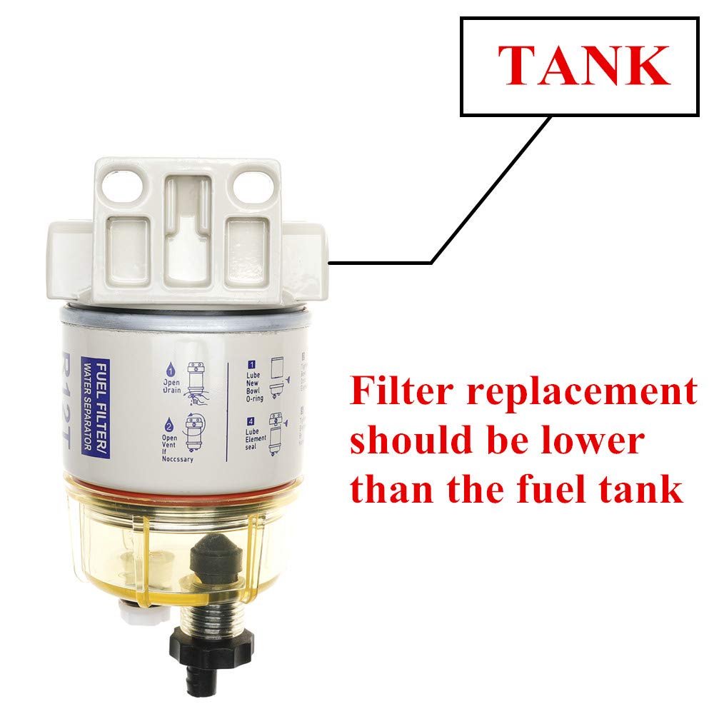 iFJF R12T Fuel Filter/Water Separator 120AT NPT ZG1/4-19 Automotive Parts Complete Combo Filter fit Diesel Engine(Include Four Fittings)