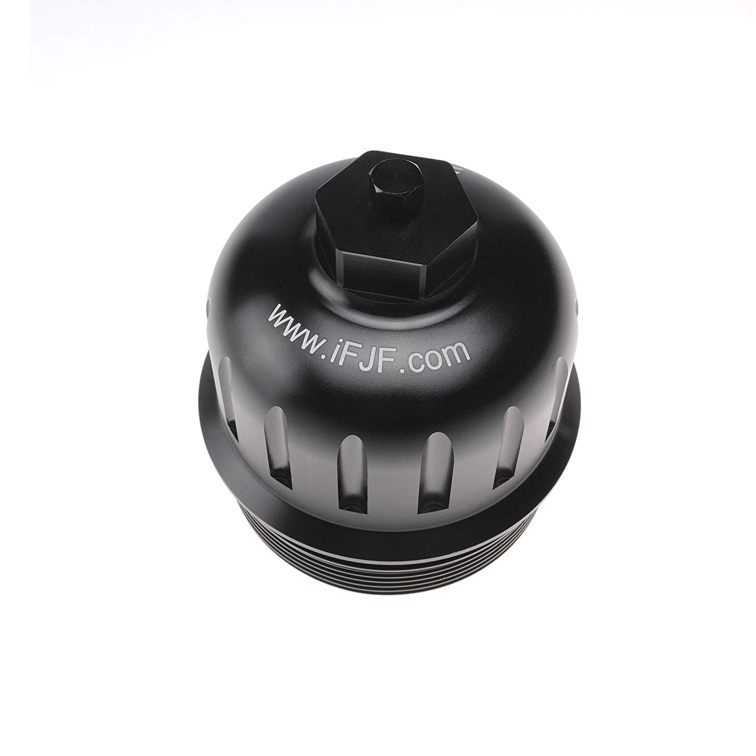 iFJF 134001 Fuel Filter Housing Cap for 2017+ GM Duramax 6.6L L5P Billet Aluminum with Drain Plug (Black)